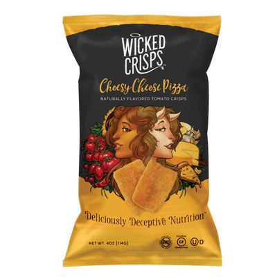 Baked Veggie Chips, Wicked Crisps - Cheesy Cheese Pizza, Healthy Snack, Gourmet Crunchy Tomato Crisps, No Additives or Preservatives, Gluten-Free, Low-Fat, Non-GMO, Kosher, 4oz party-size bag (4 pack)