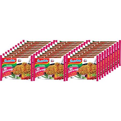 Indomie Mi Goreng Instant Stir Fry Noodles, Halal Certified, Hot &amp; Spicy / Pedas Flavor (Pack of 30), 2.82 Ounce (Pack of 30)