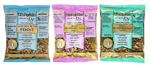 Tinkyada Organic Gluten-Free Brown Rice Pasta 3 Shape Variety Bundle, Elbow, Spirals, Penne Pasta, 12 Ounce (Pack of 3)