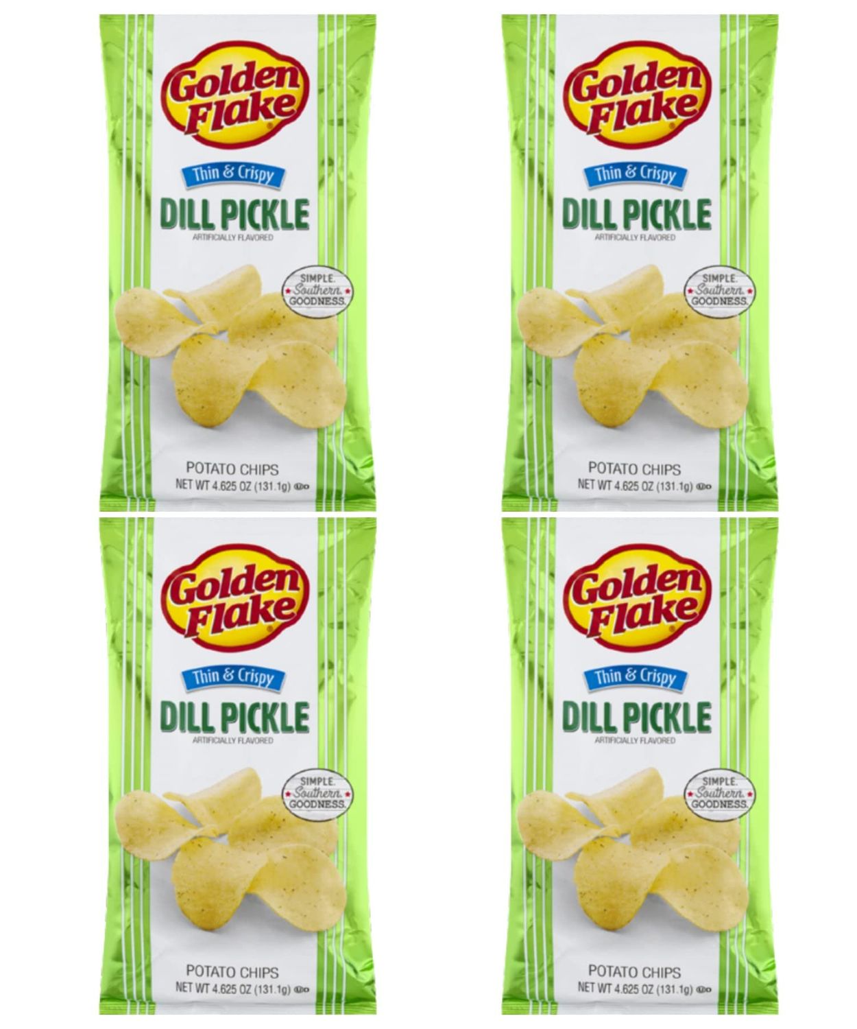 Golden Flake Dill Pickle Potato Chips, 5oz Bag (Pack4)