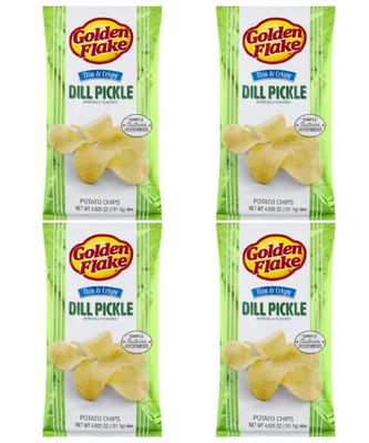 Golden Flake Dill Pickle Potato Chips, 5oz Bag (Pack4)