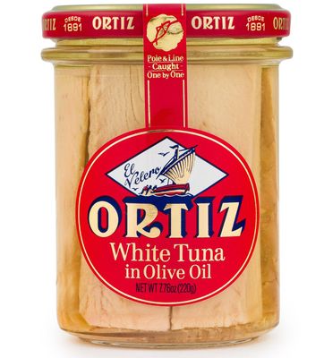 Ortiz Tuna in Olive Oil, 7.76oz Glass Jar | Superior Tuna in Olive Oil | Ortiz White Tuna in Olive Oil [7.76oz/220gr Net Wt.]