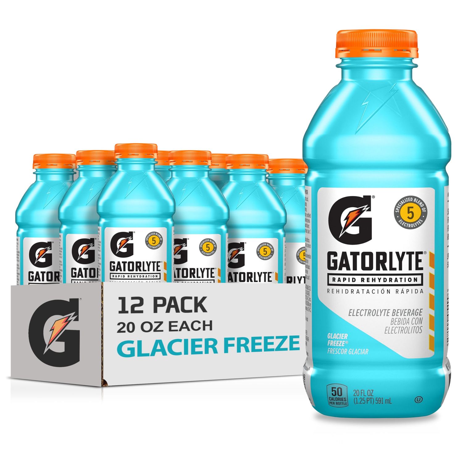 Gatorlyte Electrolyte Beverage, Glacier Freeze, 20 Fl Oz (Pack of 12)