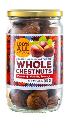 Gourmanity Chestnut Jar, Chestnuts From Ardeche, France, Whole Roasted Chestnuts Peeled and Ready to Eat, Great for Cooking, Baking &amp; Healthy Snacking, Kosher, Non Gmo and Gluten Free, 14.8 oz