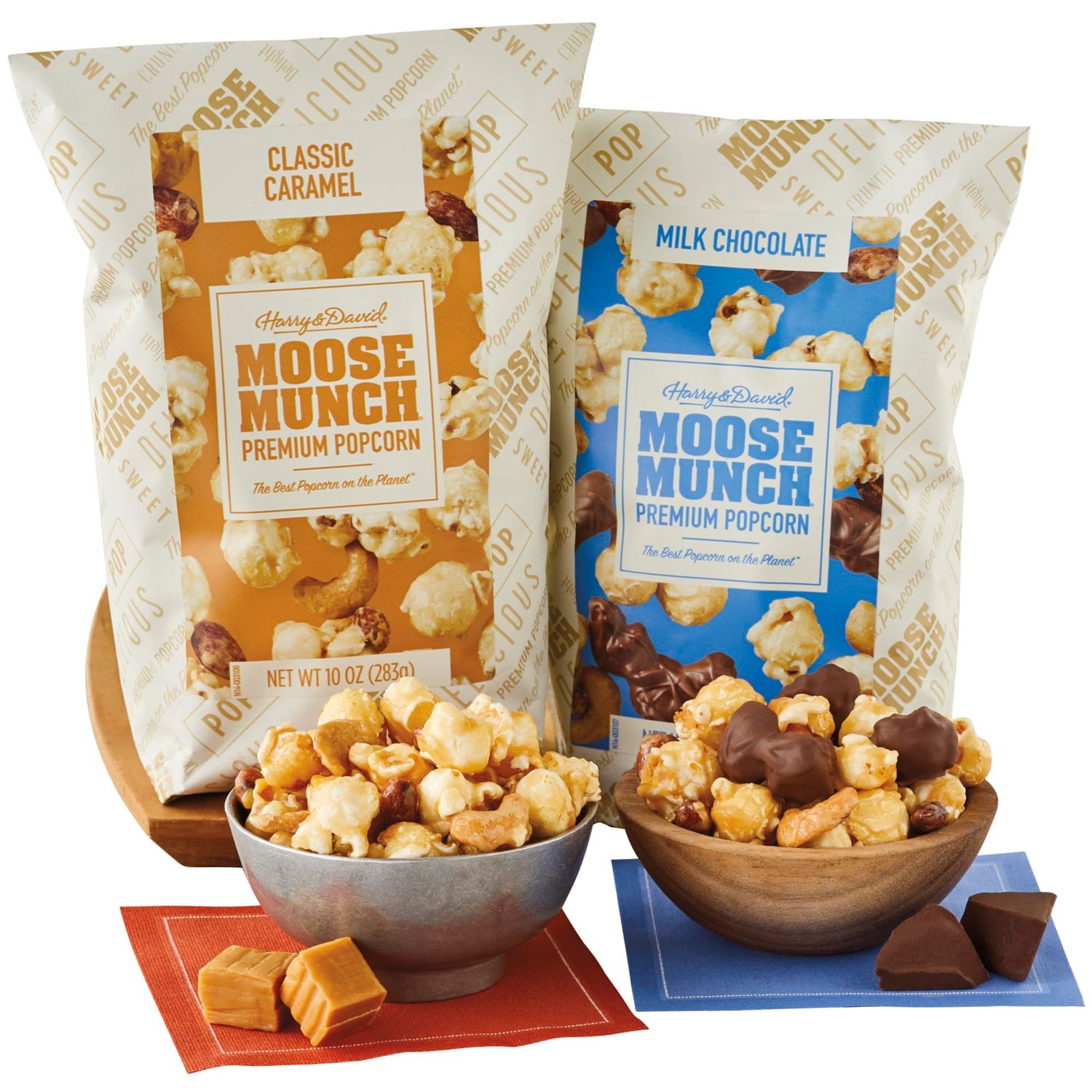 Moose Munch Premium Popcorn - Milk Chocolate And Caramel Mix Duo, Milk Chocolate Caramel Popcorn, Sweet And Salty Treats, Gift Basket