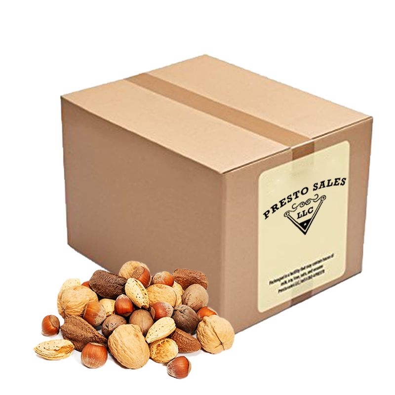 Presto Sales Mixed Nuts in Shell 160 oz | Fancy, Brazil Nuts, Hazelnuts, Walnuts, Almonds and Pecan | Raw, Fresh, High Protein, All Natural Nuts Mix | Packed in 10 lbs Box