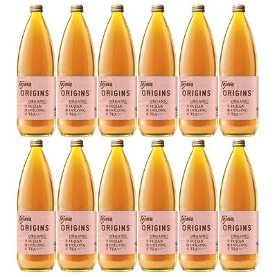 Tejava Origins Fujian Oolong Iced Tea, 12 Pack, 1 Liter Glass Bottles, Unsweetened, USDA Organic, Non-GMO, Kosher, No Sugar or Sweeteners, Brewed in Small Batches