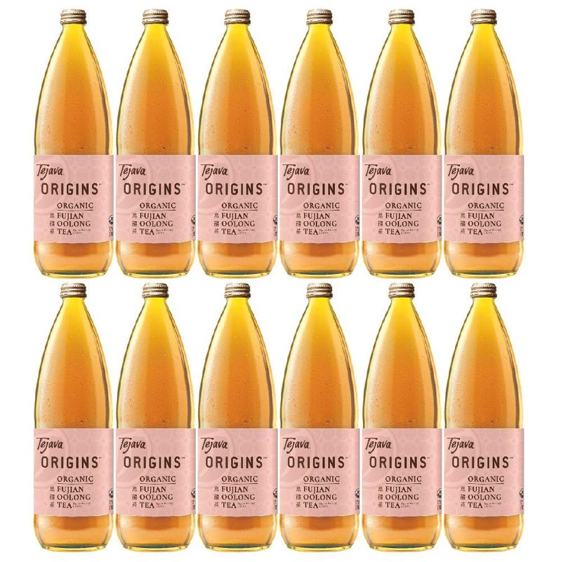 Tejava Origins Fujian Oolong Iced Tea, 12 Pack, 1 Liter Glass Bottles, Unsweetened, USDA Organic, Non-GMO, Kosher, No Sugar or Sweeteners, Brewed in Small Batches
