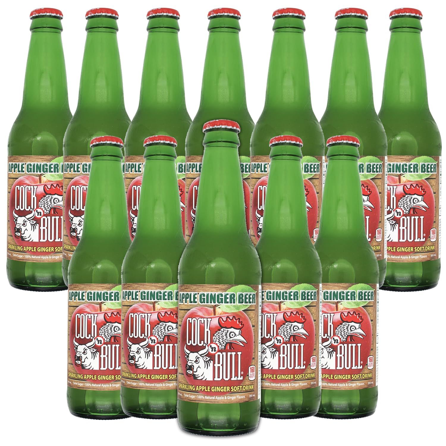 Cock n Bull Apple Ginger Beer 12 Pack 12oz Soda Bottles - Ideal Mixer for Cocktails, Mocktails, and Bartenders - Premium Quality for Perfect Mixed Drinks - Refreshing Flavor Profile- Made In USA