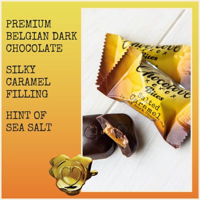 Chocolove Salted Caramel Chocolate Bites | 55% Cocoa | Silky Caramel with a Hint of Salt | Made with Premium Belgian Chocolate | Non-GMO, &amp; Gluten-Free, 3.5 oz Pack (8 Pack)
