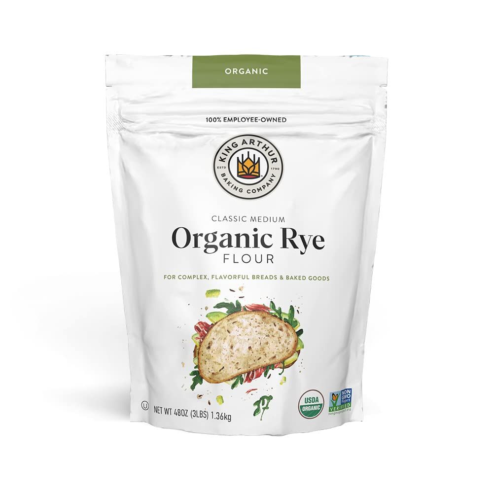 King Arthur Baking Organic Medium Rye Flour - 3 lbs for Complex Flavorful Breads &amp; Baked Goods - 100% US Grown &amp; Milled - Non-GMO Project Verified - Robust Flavor for Rye Bread, Cookies &amp; More