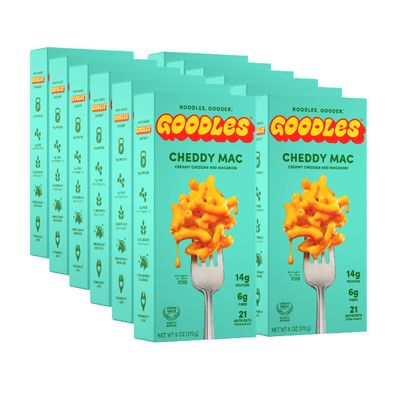 Goodles Cheddy Mac &amp; Cheese 12 Pack, 6oz - 14g Protein, 6g Fiber with Prebiotics, 21 Nutrients and Made w/REAL Cheese! | Clean Label Certified