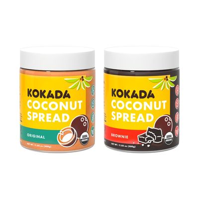 Kokada Coconut Spreads Variety Pack l Organic, Peanut-free, Almond Free, School-Safe, Refined Sugar Free | Sunflower Seed &amp; Cookie Butter Alternative | 11 oz (Pack of 2) (Original + Brownie)