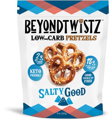 BeyondTwistz Low Carb Pretzels, Salty Good, Keto Friendly, 2g Net Carbs, 18g Protein, Powered By HealthSense High Fiber Wheat Flour, Family Size 8oz Bag, Pack of 1