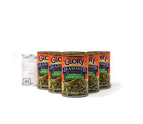 Glory Smoked Turkey Flavored Turnip Greens, Six Healthy 14.5 Ounce Cans with a JFS Recipe Card