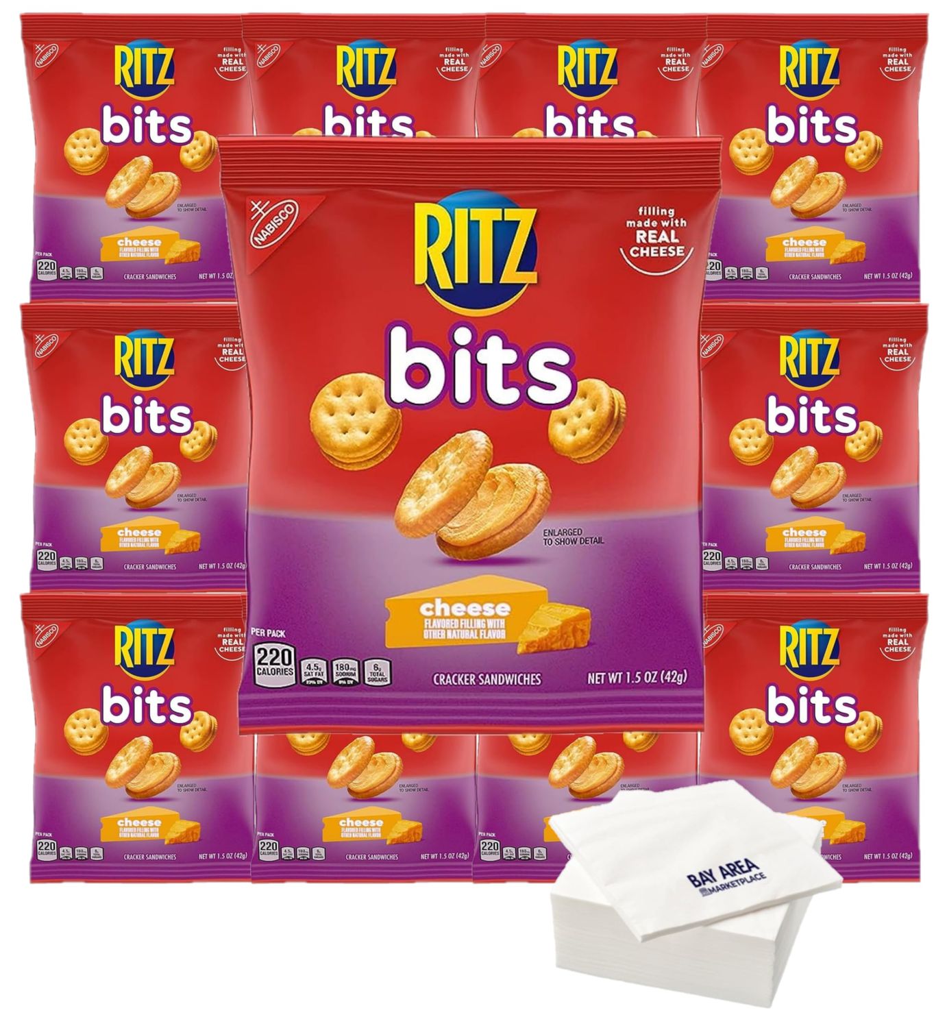 BAY AREA MARKETPLACE RITZ Bits Cheese Sandwich Crackers, 1.5 ounce Pack of 10