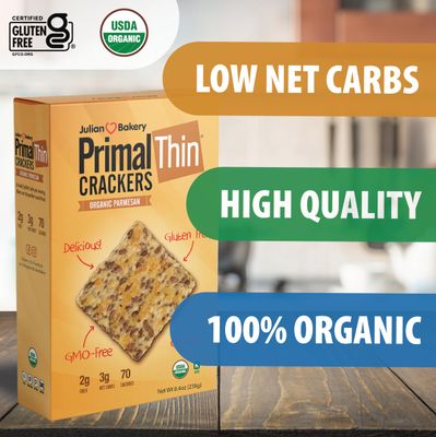 Julian Bakery Organic Primal Thin Crackers | Parmesan | USDA Organic | Gluten-Free | Grain-Free | GMO Free | Low Carb (2)