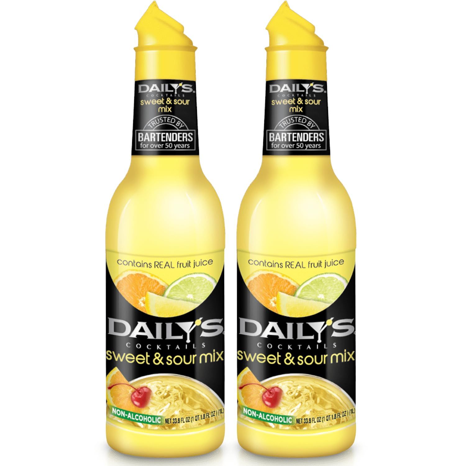Daily&#39;s Cocktail Mixer Non-Alcoholic Sweet and Sour Mix, 1000 mL - Perfect for Margarita, Long Island Iced Tea, and other Mixed Drinks | 2 PACK