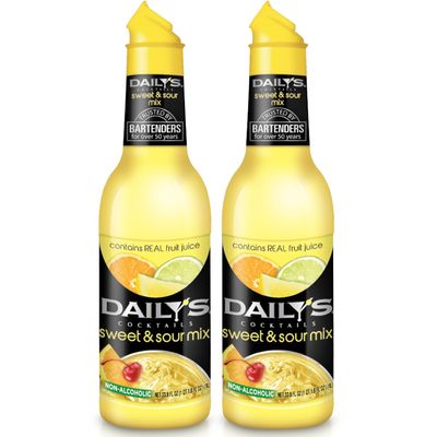 Daily&#39;s Cocktail Mixer Non-Alcoholic Sweet and Sour Mix, 1000 mL - Perfect for Margarita, Long Island Iced Tea, and other Mixed Drinks | 2 PACK