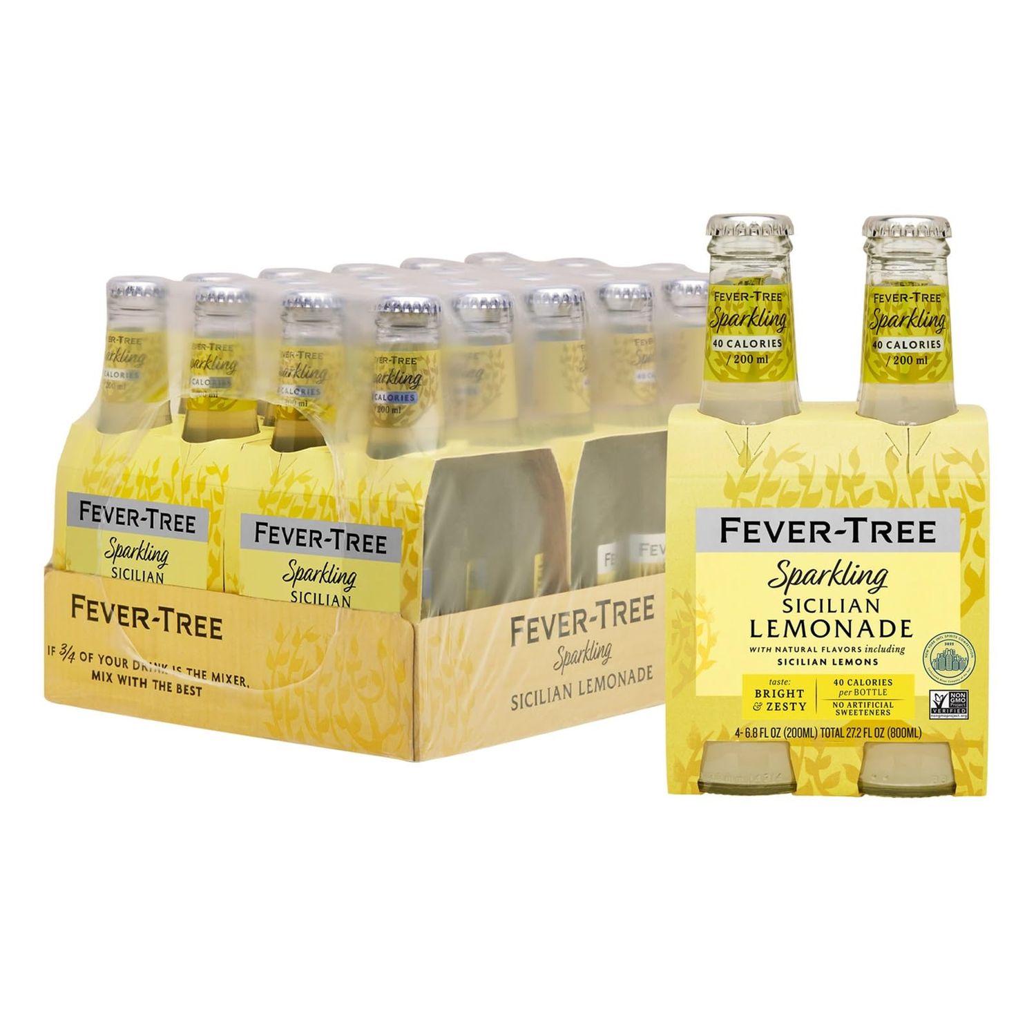 Fever Tree Sparkling Sicilian - Premium Quality Mixer - Refreshing Beverage for Cocktails &amp; Mocktails. Naturally Sourced Ingredients, No Artificial Sweeteners or Colors - 200 ML Bottles - Pack of 24