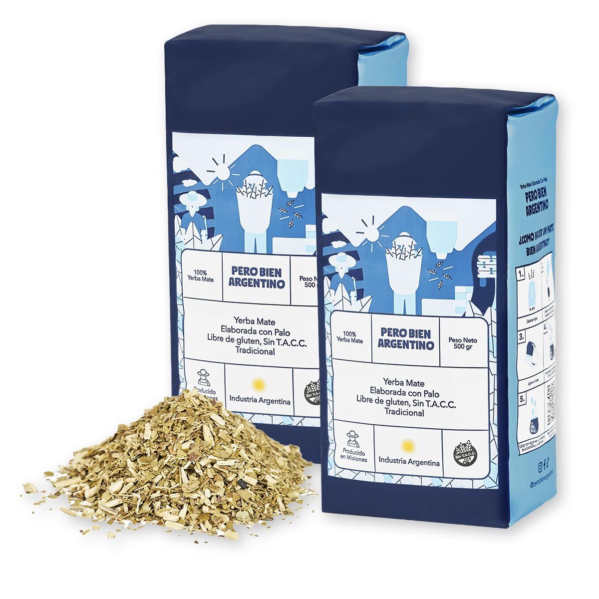 Pero Bien Argentino Yerba Mate Loose Leaf, Authentic Yerba Mate With stick, Argentine, 2.20 Pound (Pack of 2)