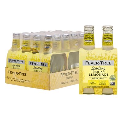 Fever Tree Sparkling Sicilian - Premium Quality Mixer - Refreshing Beverage for Cocktails &amp; Mocktails. Naturally Sourced Ingredients, No Artificial Sweeteners or Colors - 200 ML Bottles - Pack of 24