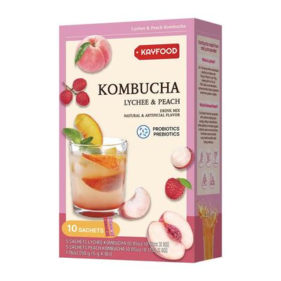 KAYFOODKombuchaPassionfruit  SevenberryGardenDaily 10 Sticks 176oz Zero Sugar Diet Gut Healthy Sparkling Beverage Fermented Korean Drinks for Iced Tea Hot Tea Workout Tea 10 55 Lychee  Peach