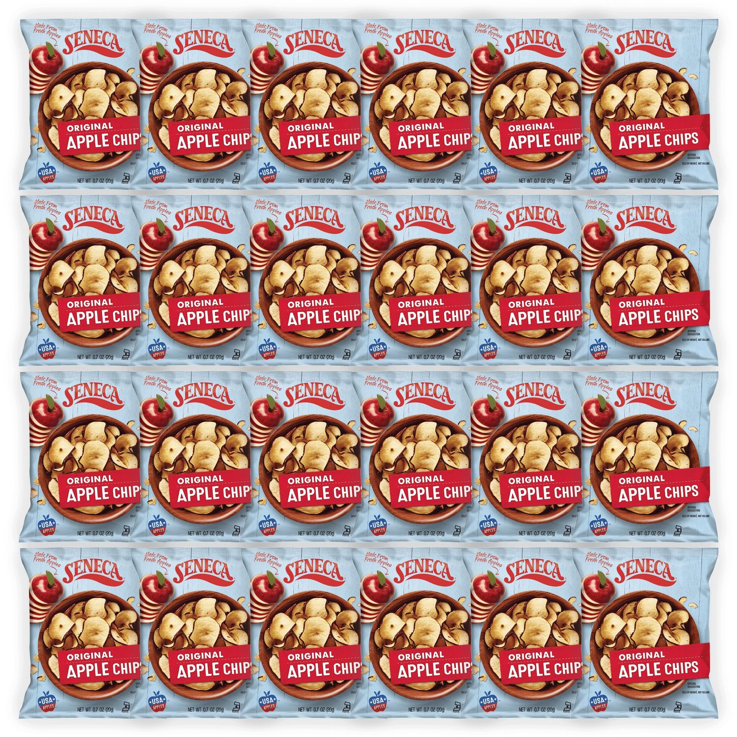 Seneca Original Apple Chips | Made from Fresh 100% Red Delicious Apples | Yakima Valley Orchards | Seasonally Picked | Crisped Apple Perfection | Foil-Lined Freshness Bag | 0.7 ounce (Pack of 24)