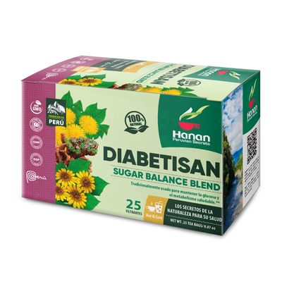 Hanan Peruvian Secrets Deabetisan Herbal Tea | 100% Natural S ugar Balance Blend | 25 Tea Bags | Traditionally used for Supporting Glucose Levels