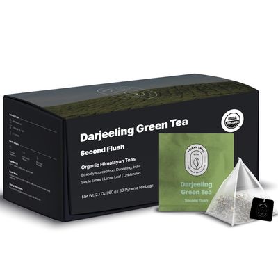 Tribal Trail Organic Green Tea Bags (30 count / 2.12 oz) | Darjeeling Tea (Second Flush) | USDA Organic &amp; Non-GMO | Artisanal Tea from Himalayas