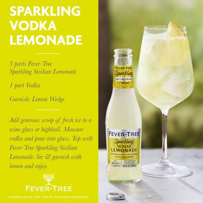 Fever Tree Sparkling Sicilian - Premium Quality Mixer - Refreshing Beverage for Cocktails & Mocktails. Naturally Sourced Ingredients, No Artificial Sweeteners or Colors - 200 ML Bottles - Pack of 24