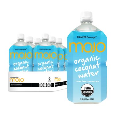 MOJO Organic Coconut Water | Hydration Drink &amp; Sports Drink | Electrolytes Beverage 1043 mg | Vitamin B &amp; C | Hydration Drink for Skin &amp; Body | 33.8 Oz (Pack Of 6)