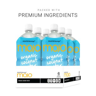 MOJO Organic Coconut Water | Hydration Drink &amp; Sports Drink | Electrolytes Beverage 1043 mg | Vitamin B &amp; C | Hydration Drink for Skin &amp; Body | 33.8 Oz (Pack Of 6)
