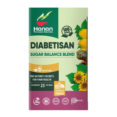 Hanan Peruvian Secrets Deabetisan Herbal Tea | 100% Natural S ugar Balance Blend | 25 Tea Bags | Traditionally used for Supporting Glucose Levels