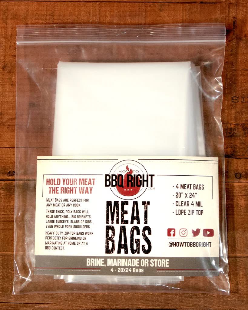Killer Hogs BBQ Meat Bags | Brine, Marinate, or Store | Extra Thick (4 MIL) for Turkey, Chicken, Steak, Brisket, and Other Meats | 20 x 24 with Zip Top | Pack of 4