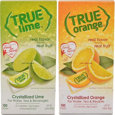 True Lime and True Orange Bulk Dispenser Packets 100ct (2pk Variety). Sugar Free, Natural Flavored Water Enhancer, Packets Are Great Powdered Drink Mix for Paleo Diet, Atkin&#39;s Diet.