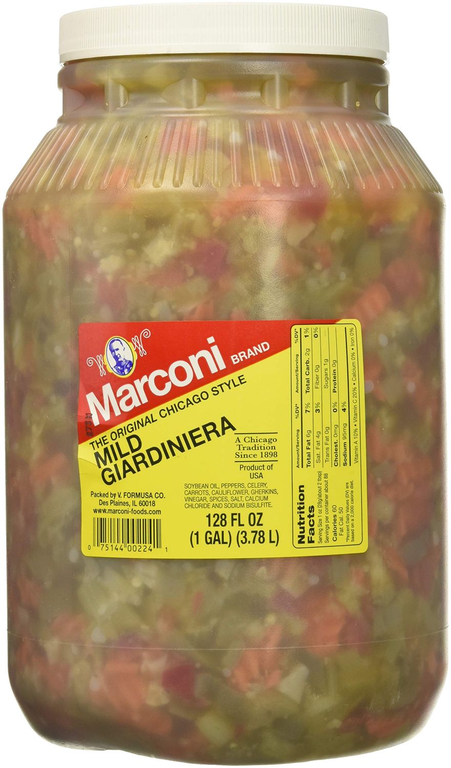 Marconi Chicago Style Mild Giardiniera Gallon Jug