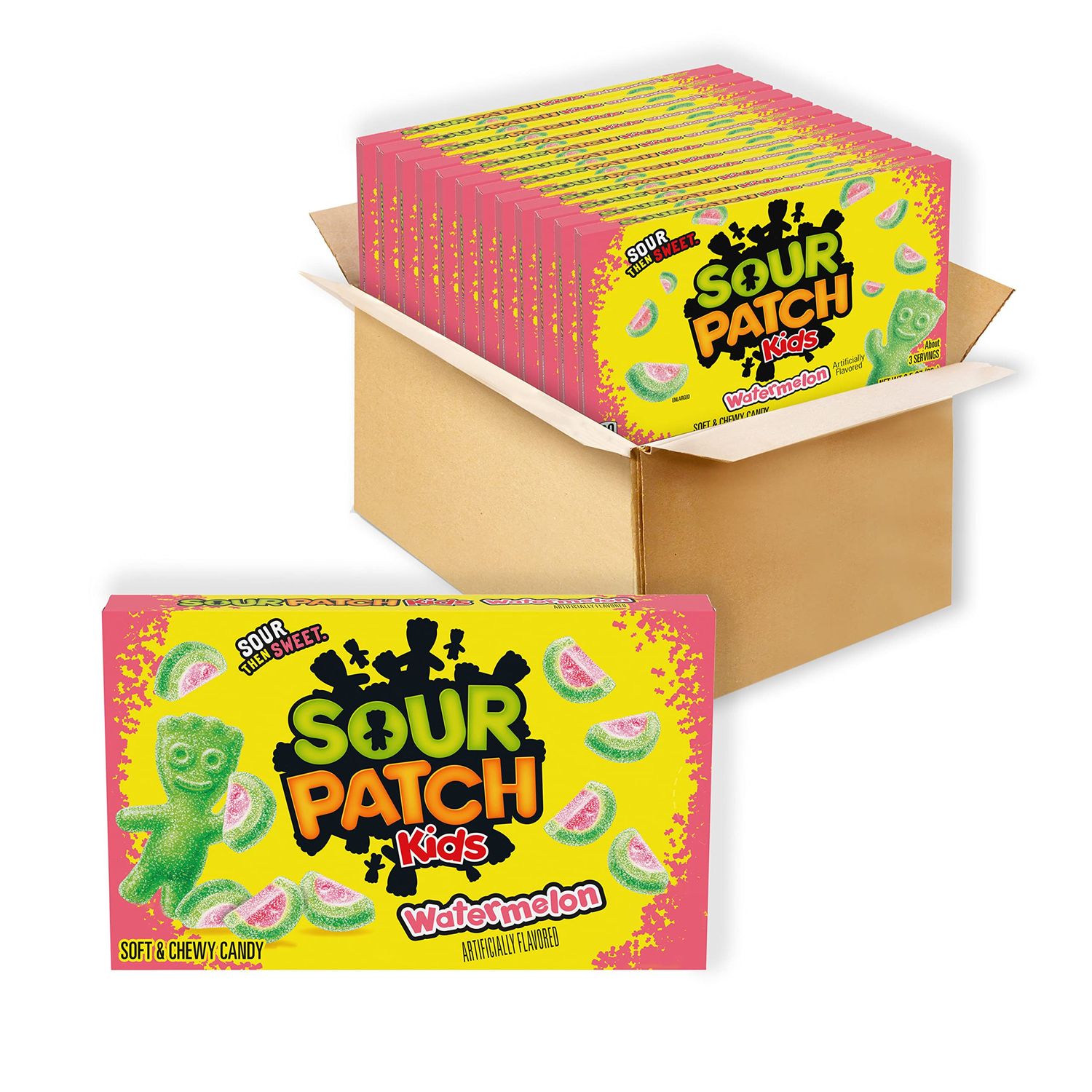 SOUR PATCH KIDS Watermelon Soft &amp; Chewy Candy, Bulk Candy, 12 - 3.5 oz Boxes