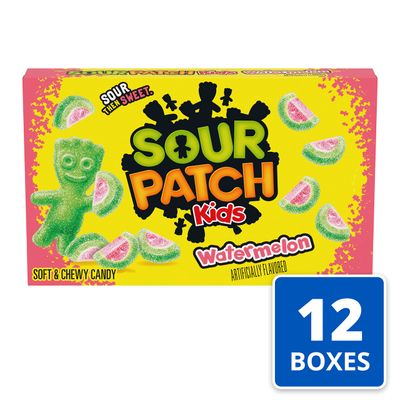 SOUR PATCH KIDS Watermelon Soft &amp; Chewy Candy, Bulk Candy, 12 - 3.5 oz Boxes
