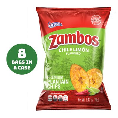 Zambos Plantain Chips Chile Limon, 2.47 Oz (Pack of 8)