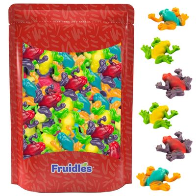 Fruidles Rainforest Gummi Frogs Candy, Assorted Fruit Flavors Gummies, Allergy Friendly, Non-GMO, No Artificial Sweeteners Gummy (8oz Bag)