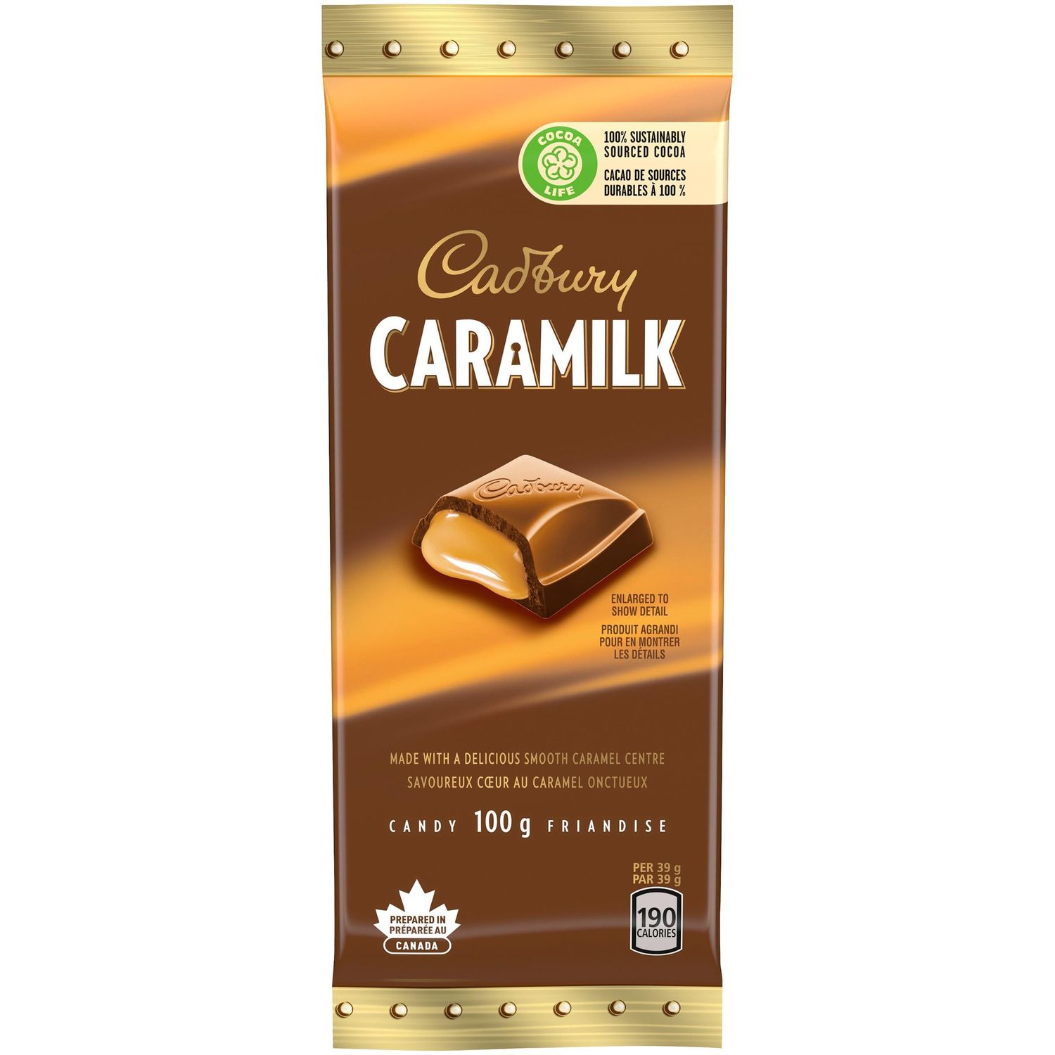 Cadbury Caramilk Chocolatey Candy Bar, Caramel, 100 g
