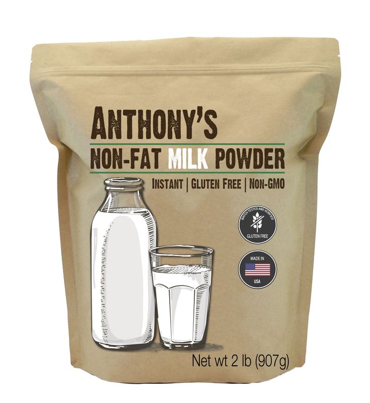 Anthony&#39;s Non Fat Milk Powder, 2 lb, Instant, Gluten Free &amp; Non GMO