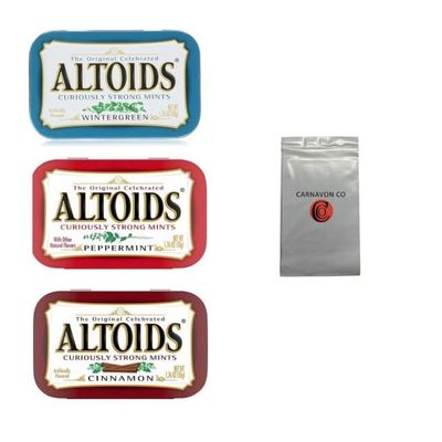 Altoids Breath Mints, 1.76 - Ounce Tins Variery 3 Pack, 1 Wintergreen, 1 Peppermint, 1 Cinnamon. Favorite Flavors of Altoids Breath Mints. With CCO Packaging.