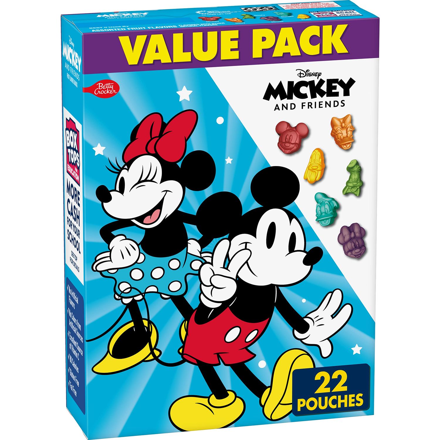 Disney Mickey and Friends Fruit Flavored Snacks, Treat Pouches, Gluten Free Snack, Value Pack, 22 Ct, 17.6 oz