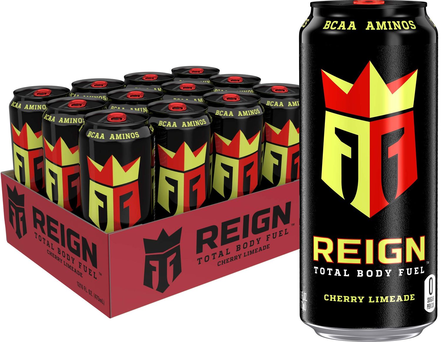 Reign Total Body Fuel, Cherry Limeade, Fitness &amp; Performance Drink, 16 Fl Oz (Pack of 12)