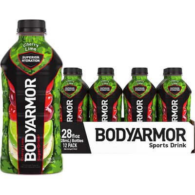 BODYARMOR Sports Drink Sports Beverage, Cherry Lime, Coconut Water Hydration, Natural Flavors With Vitamins, Potassium-Packed Electrolytes, Perfect For Athletes, 28 Fl Oz (Pack of 12)