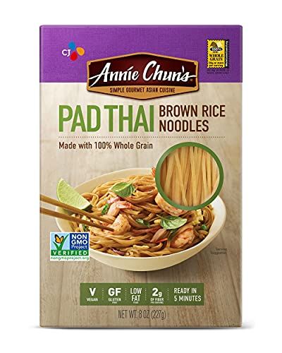 Annie Chun&#39;s Pad Thai Brown Rice Noodles, Non GMO, Vegan, Gluten Free, Low Fat, 8 Oz (Pack of 6)