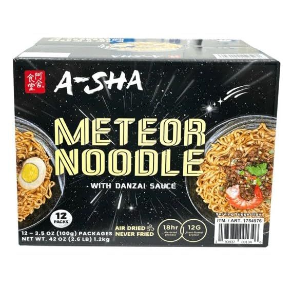 Generic A-Sha Meteor Noodle Danzai Sauce, Premium Air Dried Instant Noodles, 3.5 oz Pack of 12 (42 oz total)