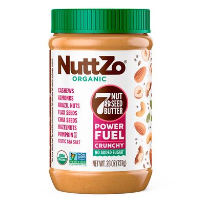 Organic Power Fuel Crunchy Nut Butter by NuttZo | 7 Nuts &amp; Seeds Blend, Paleo, Non-GMO, Gluten-Free, Vegan, Kosher | 1g Sugar, 6g Protein | 26oz Jar